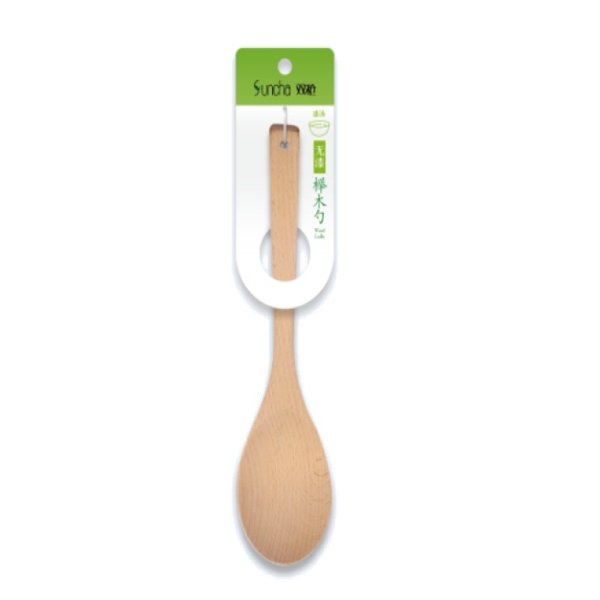 餐厨配件 无漆榉木木勺 长勺 汤勺子 27x7cm 家用厨房木制汤勺木勺盛饭勺粥勺 - 亚米网