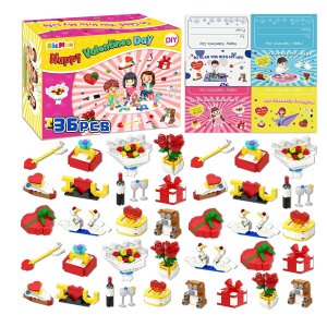 36 Pcs Building Blocks With Valentines Day Cards For Kids
