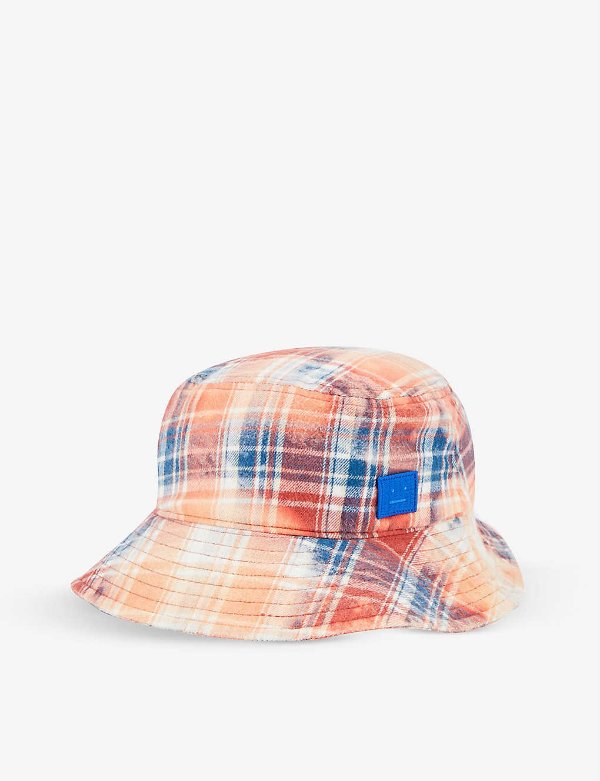 Pansy Face checked cotton bucket hat