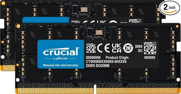 Crucial 32GB (2x16GB) DDR5 5600 JEDEC SO-DIMM 内存套装