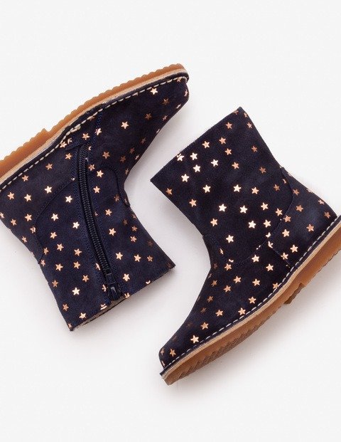 Short Leather Boots (Navy)