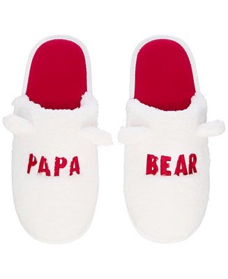 Men's Papa Bear Faux-Fur Matching Family Slippers, Created for Macy's