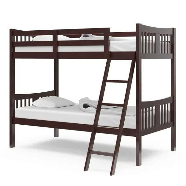 Caribou Twin Over Twin Solid Hardwood Bunk Bed Espresso