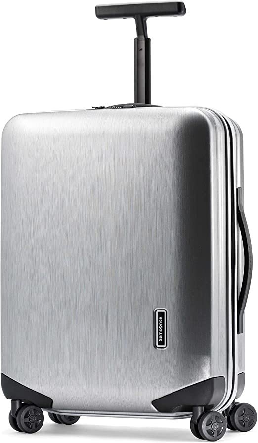 Inova Hardside Luggage with Spinner Wheels, Metallic Silver, Carry-On 20-Inch