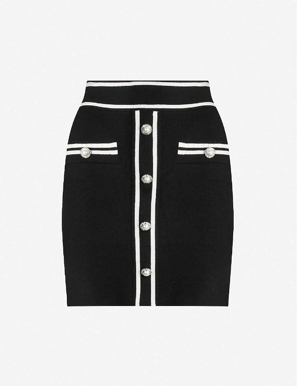 Jeroma embellished wool-blend mini-skirt