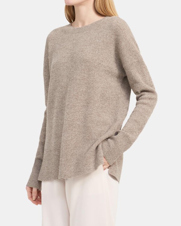 Crewneck Sweater in Ribbed Cashmere
