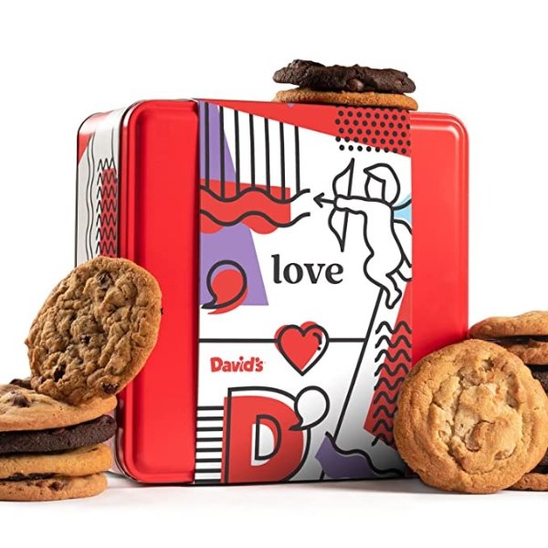 David’s Cookies Gourmet Cookies – 2Lbs Assorted Cookies Tin – Delicious Traditional Recipes with Assorted Flavors