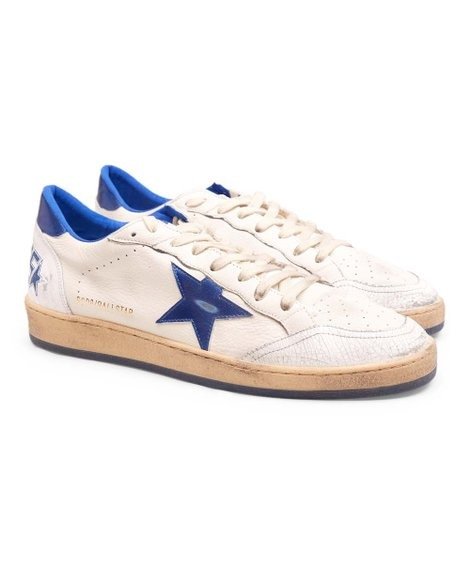 White & Blue Ballstar Leather Sneaker - Men