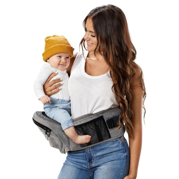 - Safety-Certified Hip Seat Baby Carrier - Mom’s Choice Award Winner, Seen on Shark Tank, Ergonomic Carrier & Extenders for Newborns & Toddlers (Carrier, Grey)