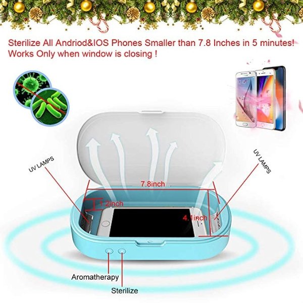 UV Cell Phone Cleaner Sanitizer Sterilizer,Smartphone Sanitizer Sterilizer Cleaner,Cell Phone Cleaners UV Light Sanitzier Box for All Phones Jewelry Watch