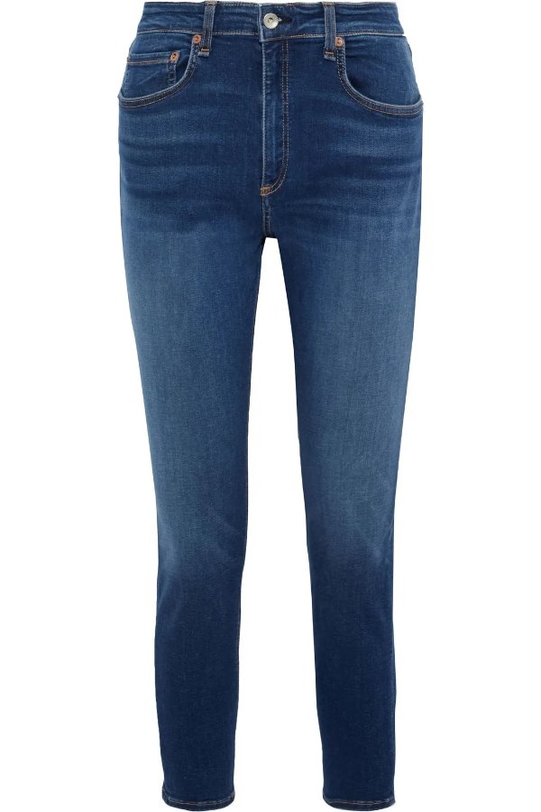 Cate cropped faded high-rise skinny jeans