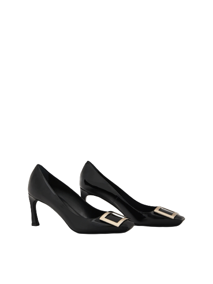 Trompette Metal Buckle Pumps in Patent Leather