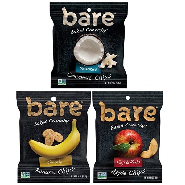 Baked Crunchy Fruit Variety Pack, Apples, Bananas, and Coconut, , 16 Snack Bags (0.53 Ounce)