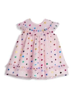 Baby Girl's Foil Heart-Print A-Line Dress