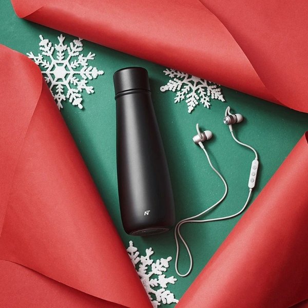 Sleek Water Bottle and Bluetooth Earbuds Gift Set