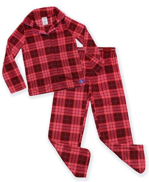 Big Girls 2-Piece Plaid Coat Pajama Set