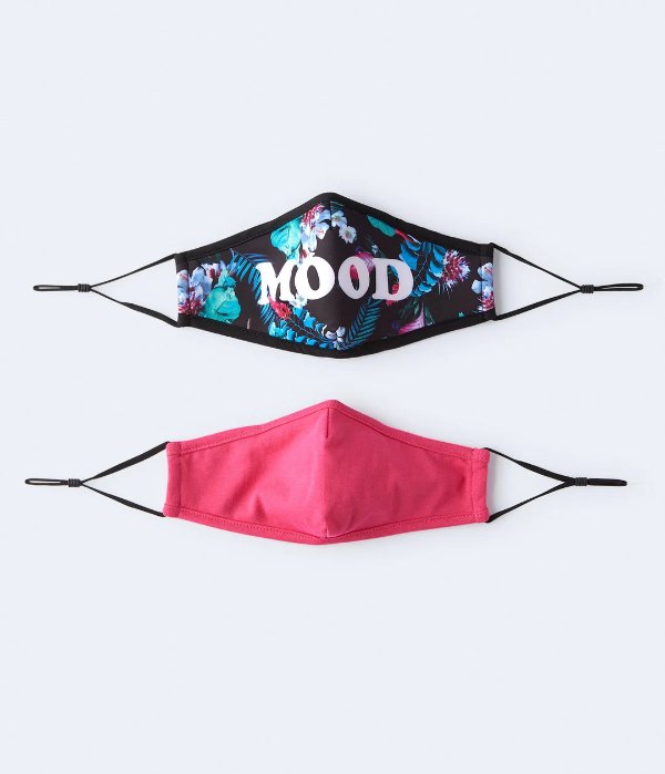 women's floral mood & solid face mask 2-pack