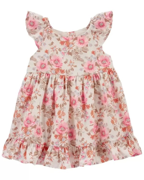 Baby Floral Print Flutter Sleeve Dress