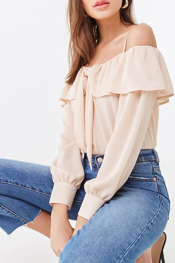 Knotted Open-Shoulder Top