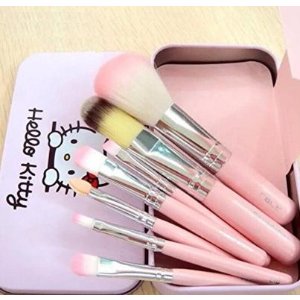 CJB 7 Pcs Professional Pink Hello Kitty Soft Makeup Brush Set with Box