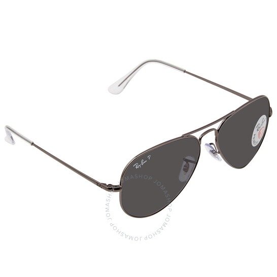 Ray Ban Aviator Metal II Polarized Black Aviator Unisex Sunglasses RB3689 004/48 55