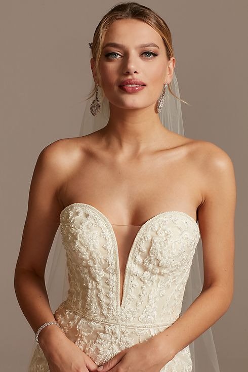 As Is Scroll and Lace Mermaid Petite Wedding Dress