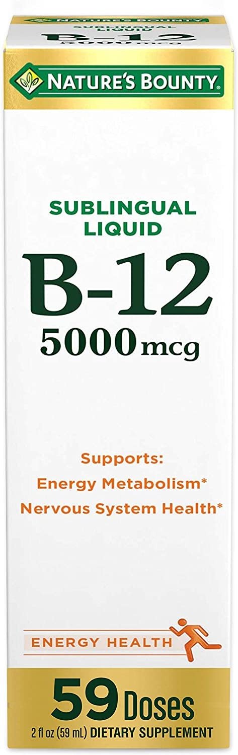 Vitamin B12 5000 Mcg Sublingual Liquid, Cardiovascular Health & Cellular Energy Support, 2 Fl Oz (1 Count)