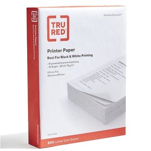 TRU RED Copy Paper, 8.5" x 11", 20 lbs White, 500 Sheets