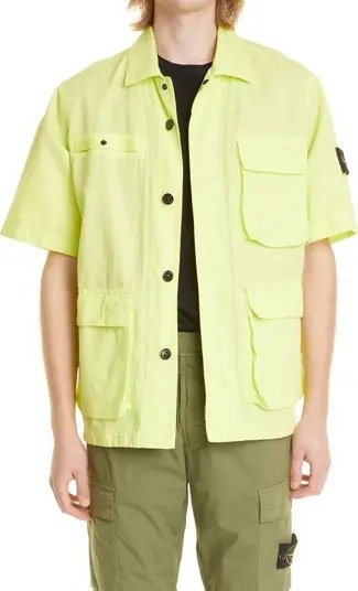 Short Sleeve Cotton & Linen Shirt Jacket
