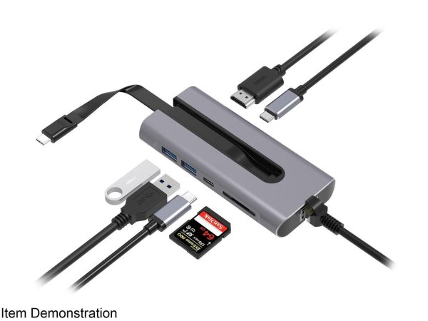 7-Port Portable USB-C Mini Hub Docking Station, USB 3.1, 4K HDMI, 100W Power Delivery, Thunderbolt 3 Compatible with MacBook & Chromebook Laptops, RHUB-100W