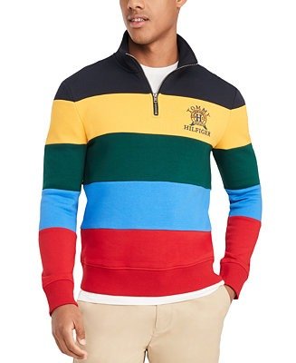 Men's Traveler Colorblocked Stripe Quarter-Zip Sweatshirt