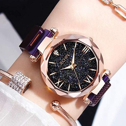 Luxury Women's Diamond Shining Bling Starry Sky Magnetic Buckle Bracelet Watches
