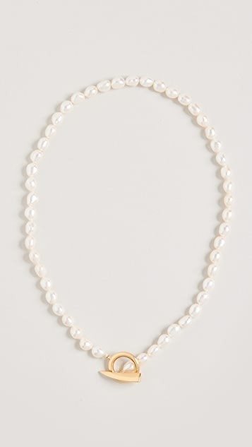 Gold White Pearl Claw Necklace