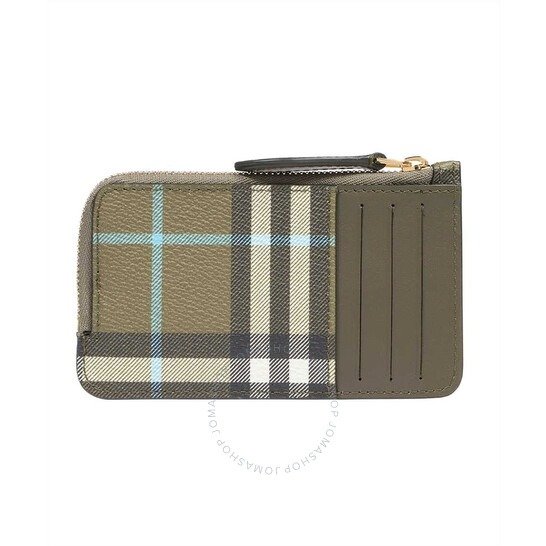 Olive Green Check Somerset Zip Card Case