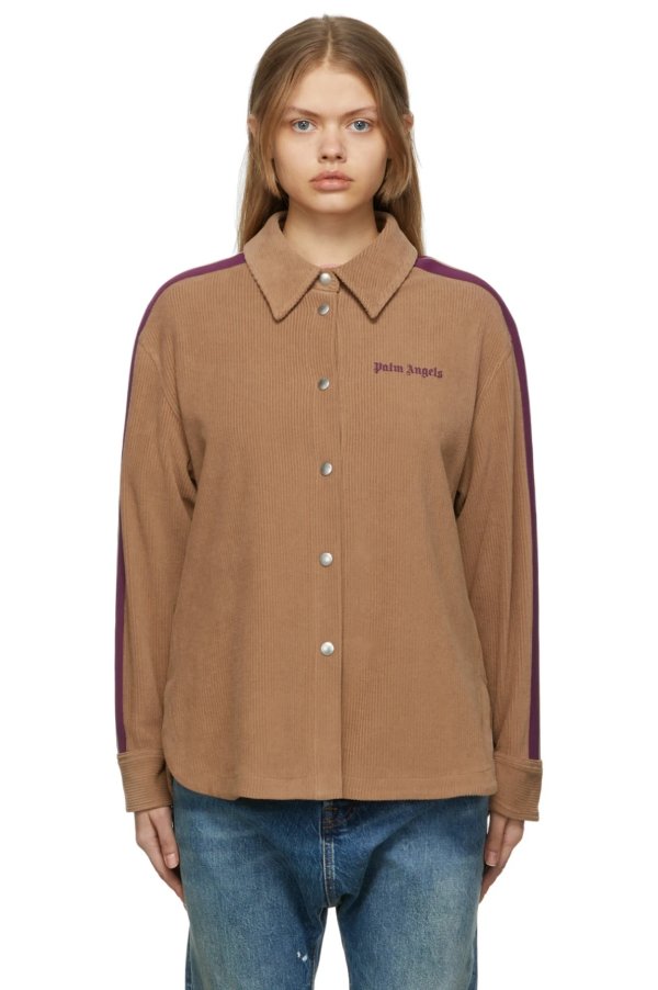 Brown Corduroy Fleece Shirt Jacket