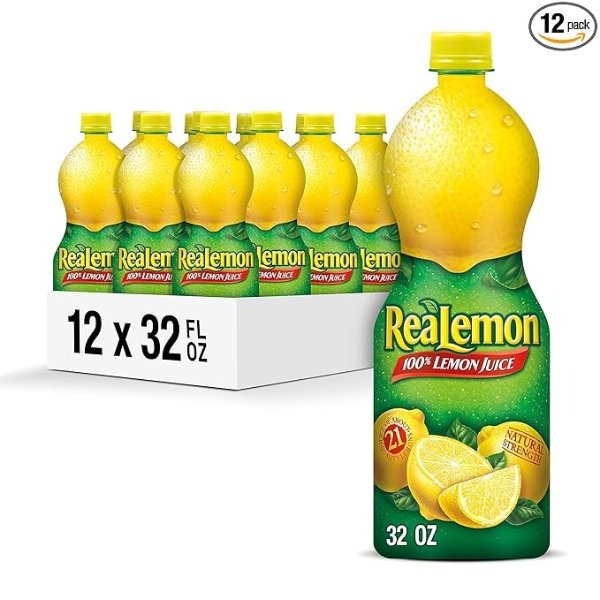 100 Percent Lemon Juice, 32 fl oz bottle (Pack of 12)