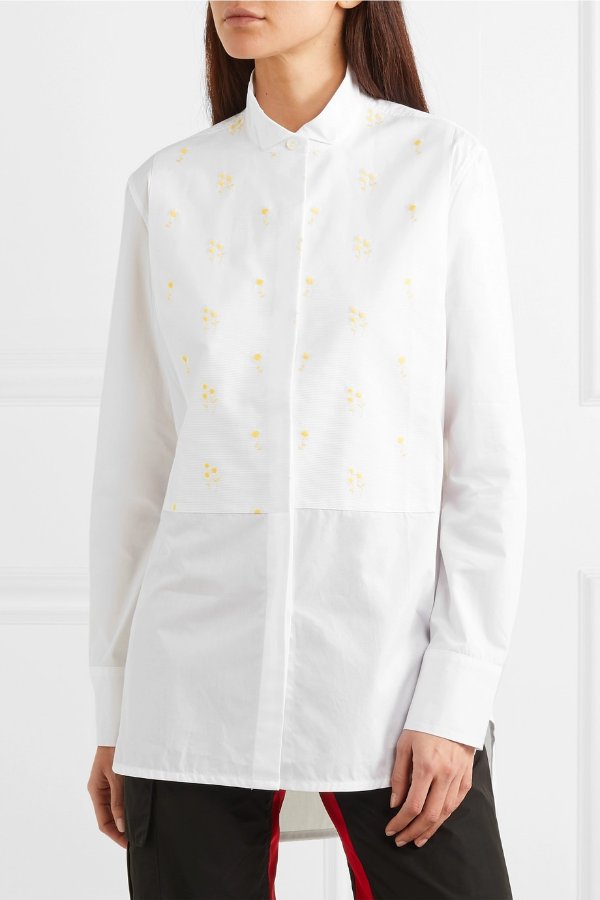 Embroidered cotton-poplin shirt