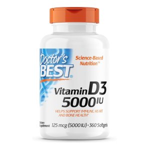 Doctor's Best Vitamin D3 5,000 IU for Healthy Bones 360 Count (Pack of 1)