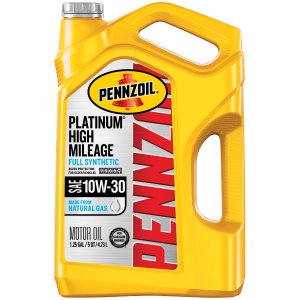 Pennzoil Platinum High Mileage Full Synthetic Motor Oil SAE 10W-30, 5 Quart, 3-Pack