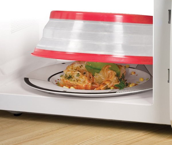 Vented Collapsible Microwave Food Cover With Easy Grip Handle