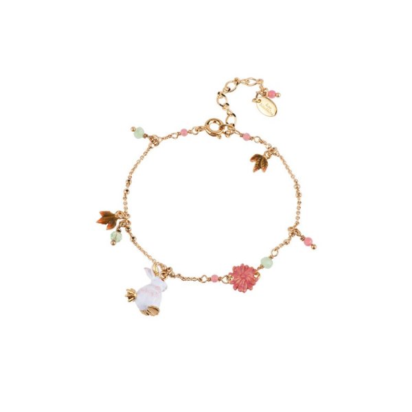 Rabbit And Leaves Charms Bracelet