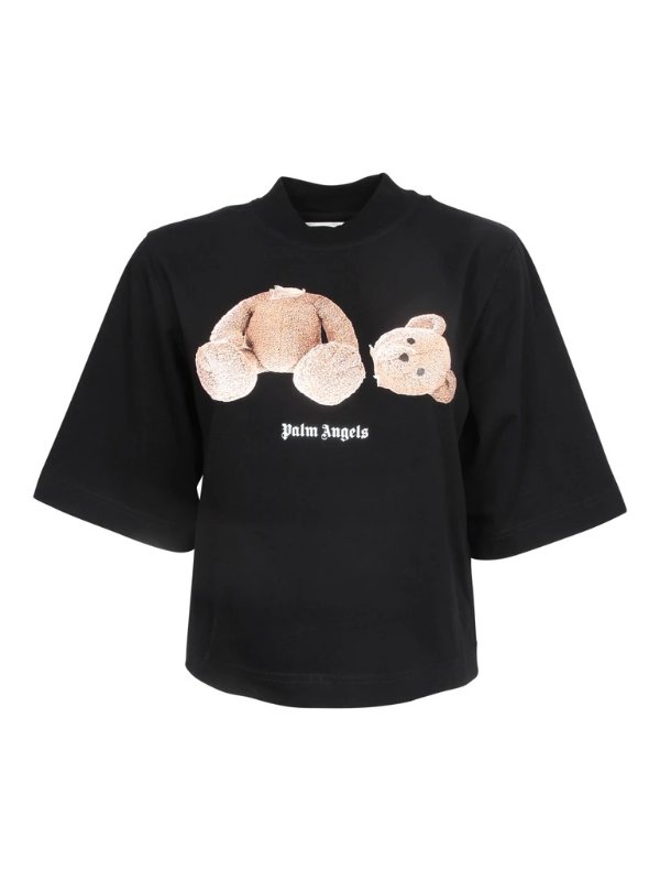 Cropped Bear Print T-Shirt