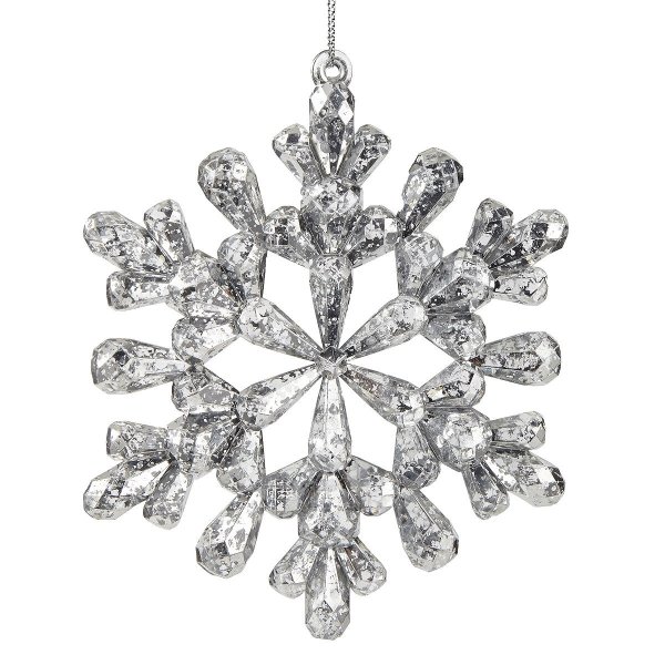 124MM Plastic Anti-Silver Snowflake with Drop Christmas Ornament