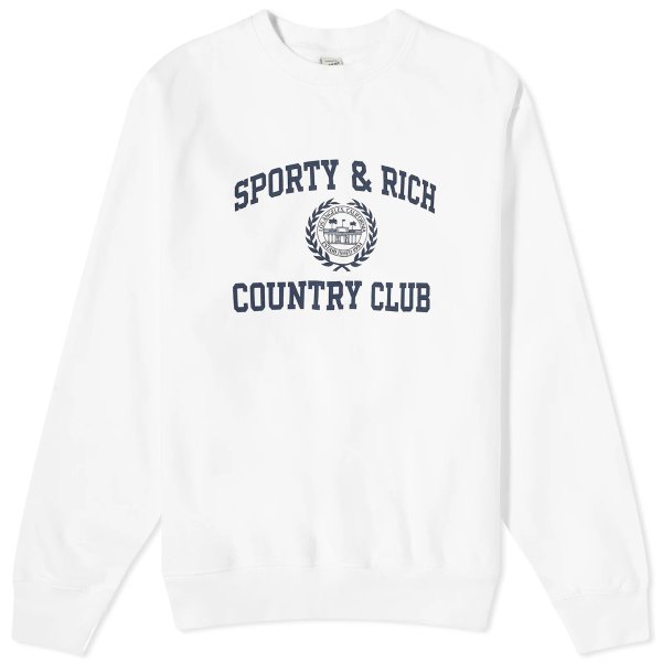 Sporty & Rich Varsity Crest Crew SweatWhite