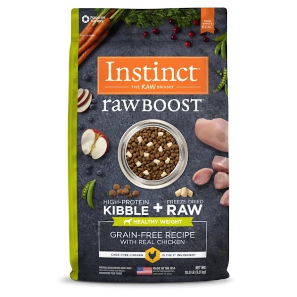 Instinct Raw Boost Healthy Weight Grain-Free Chicken Recipe Dry Dog Food with Freeze-Dried Raw Pieces, 20 lbs. | Petco