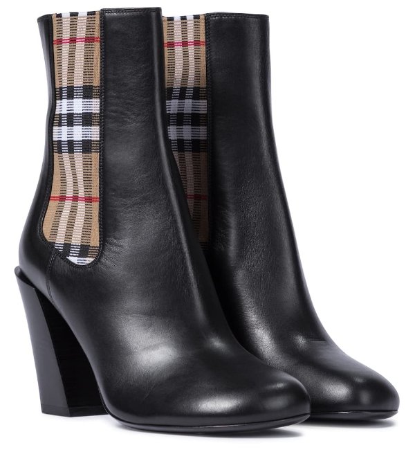 Vintage Check leather ankle boots