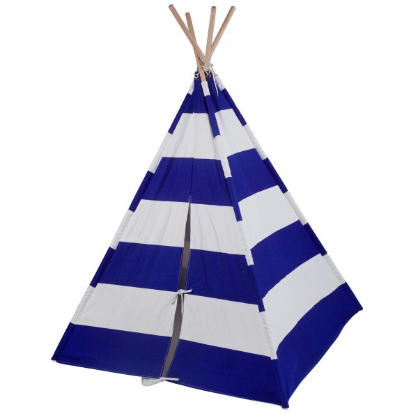 Blue & White Striped Canvas Teepee