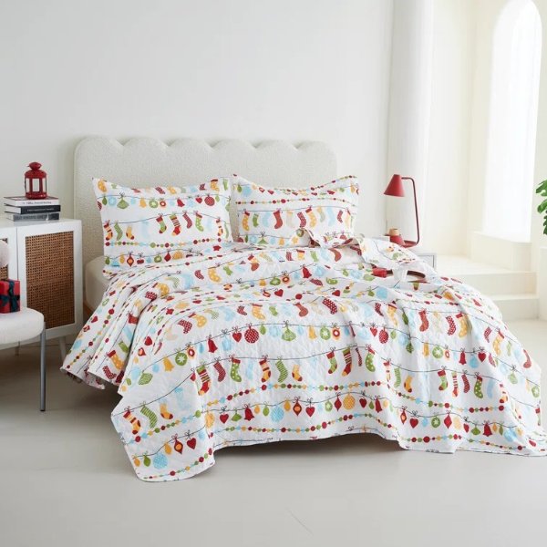 Angelone Colorful Christmas Quilt Set