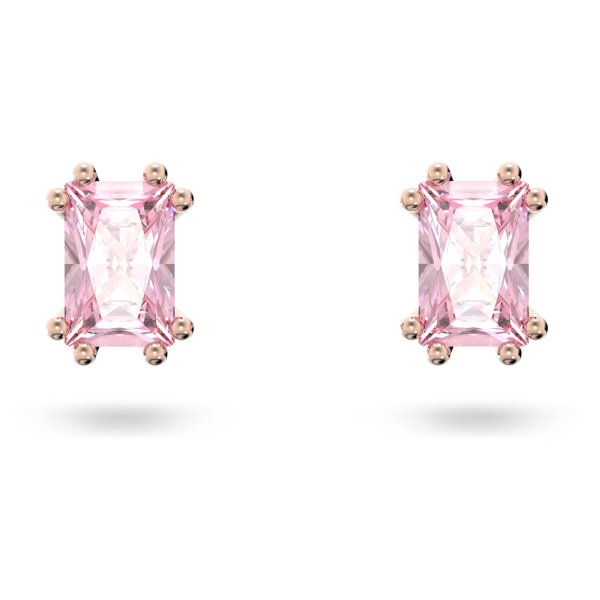 Stilla stud earrings Rectangular cut, Pink, Rose gold-tone plated