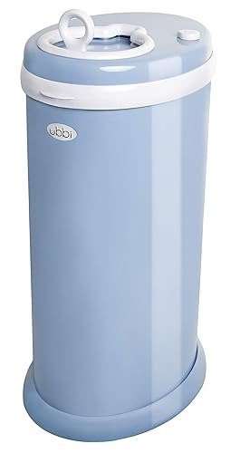Steel Odor Locking, No Special Bag Required, Money Saving, Modern Design, Registry Must-Have Diaper Pail, Cloudy Blue